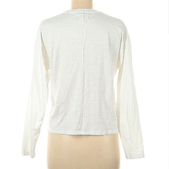 Pact 100% Organic Cotton White Ivory Basic Minimalist Long Sleeve Tee Medium - Picture 2 of 8